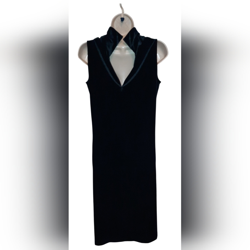 Chico's Black Velvet Sleeveless Mock Neck Midi Dress - Picture 5 of 13